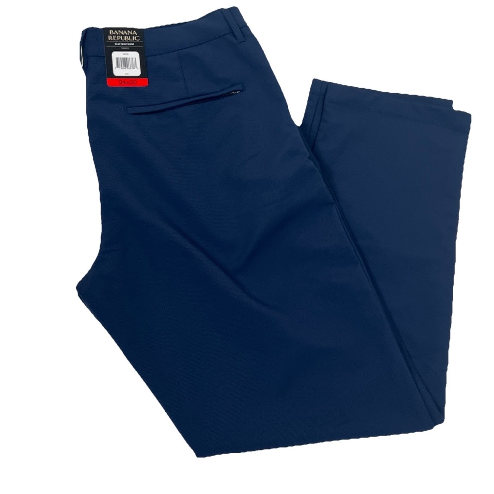 BANANA REPUBLIC Flat Front Pants Men's Blue Slim Fit Size 34 x 30 NWT New